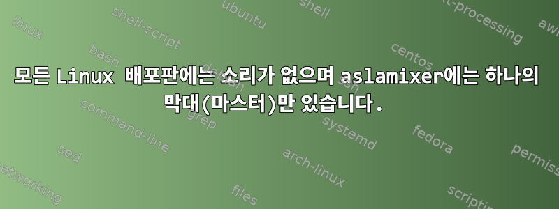 모든 Linux 배포판에는 소리가 없으며 aslamixer에는 하나의 막대(마스터)만 있습니다.