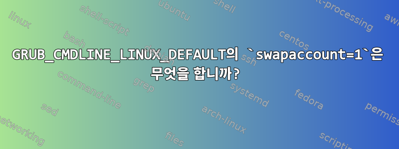 GRUB_CMDLINE_LINUX_DEFAULT의 `swapaccount=1`은 무엇을 합니까?