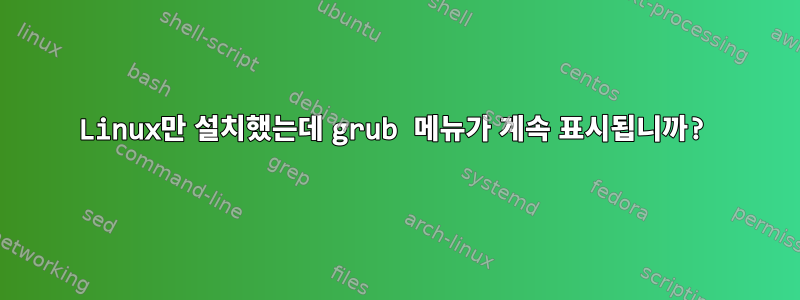 Linux만 설치했는데 grub 메뉴가 계속 표시됩니까?