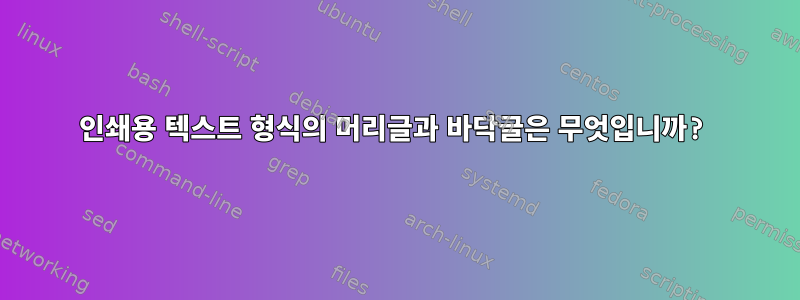 인쇄용 텍스트 형식의 머리글과 바닥글은 무엇입니까?