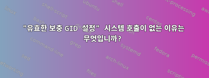 "유효한 보충 GID 설정" 시스템 호출이 없는 이유는 무엇입니까?