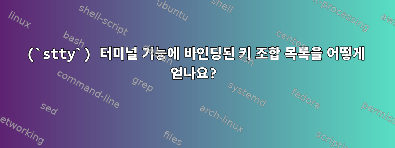 (`stty`) 터미널 기능에 바인딩된 키 조합 목록을 어떻게 얻나요?