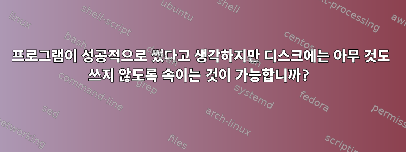 프로그램이 성공적으로 썼다고 생각하지만 디스크에는 아무 것도 쓰지 않도록 속이는 것이 가능합니까?