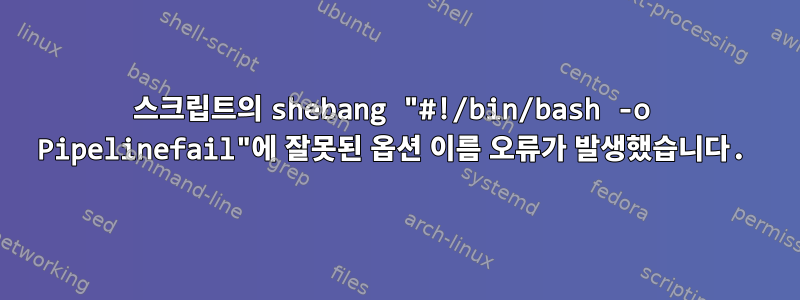 스크립트의 shebang "#!/bin/bash -o Pipelinefail"에 잘못된 옵션 이름 오류가 발생했습니다.