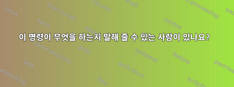 이 명령이 무엇을 하는지 말해 줄 수 있는 사람이 있나요?