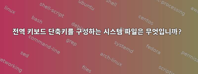 전역 키보드 단축키를 구성하는 시스템 파일은 무엇입니까?