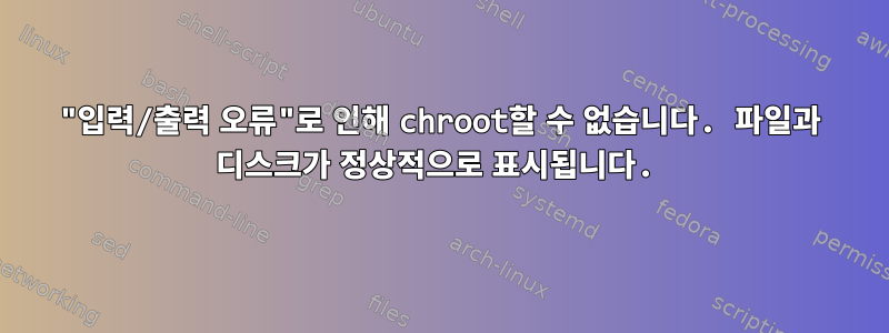 "입력/출력 오류"로 인해 chroot할 수 없습니다. 파일과 디스크가 정상적으로 표시됩니다.