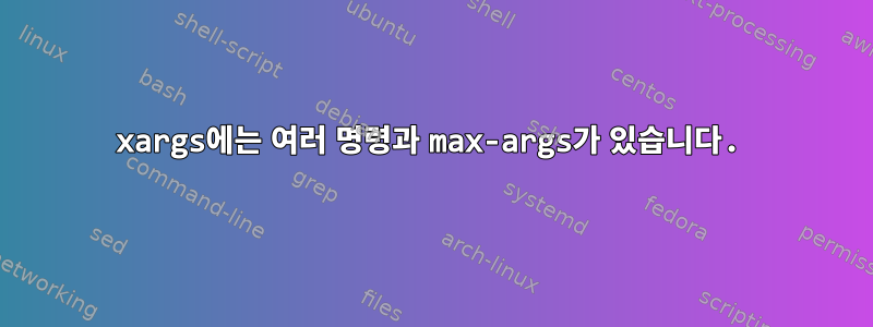 xargs에는 여러 명령과 max-args가 있습니다.