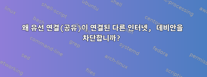 왜 유선 연결(공유)이 연결된 다른 인터넷, 데비안을 차단합니까?