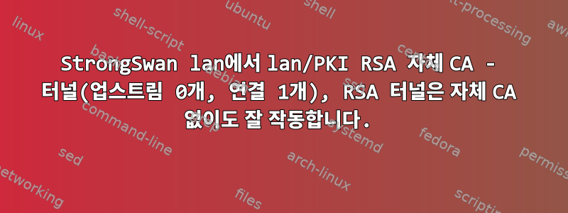 StrongSwan lan에서 lan/PKI RSA 자체 CA - 터널(업스트림 0개, 연결 1개), RSA 터널은 자체 CA 없이도 잘 작동합니다.