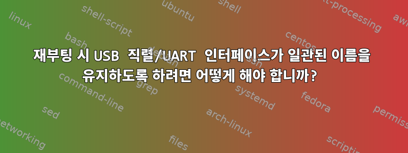 재부팅 시 USB 직렬/UART 인터페이스가 일관된 이름을 유지하도록 하려면 어떻게 해야 합니까?