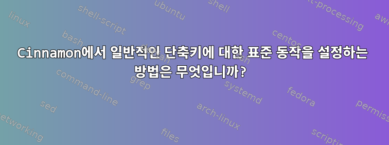 Cinnamon에서 일반적인 단축키에 대한 표준 동작을 설정하는 방법은 무엇입니까?