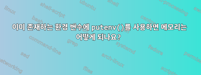 이미 존재하는 환경 변수에 putenv()를 사용하면 메모리는 어떻게 되나요?