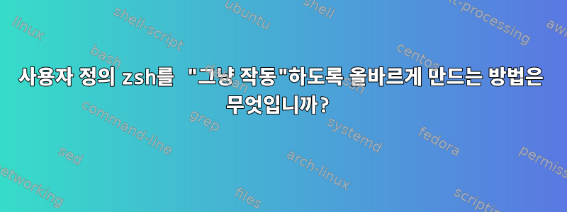 사용자 정의 zsh를 "그냥 작동"하도록 올바르게 만드는 방법은 무엇입니까?