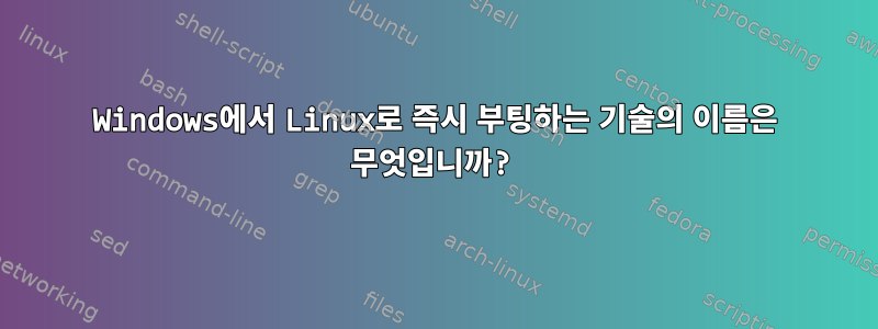 Windows에서 Linux로 즉시 부팅하는 기술의 이름은 무엇입니까?