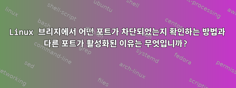 Linux 브리지에서 어떤 포트가 차단되었는지 확인하는 방법과 다른 포트가 활성화된 이유는 무엇입니까?