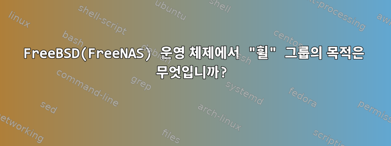 FreeBSD(FreeNAS) 운영 체제에서 "휠" 그룹의 목적은 무엇입니까?