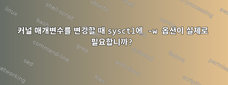 커널 매개변수를 변경할 때 sysctl에 -w 옵션이 실제로 필요합니까?