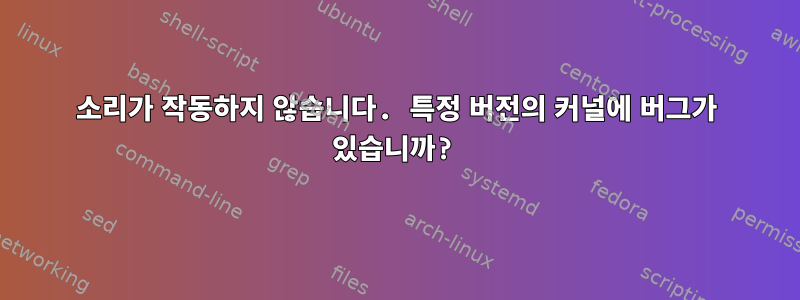 소리가 작동하지 않습니다. 특정 버전의 커널에 버그가 있습니까?