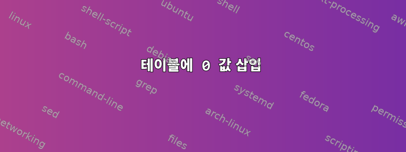 테이블에 0 값 삽입