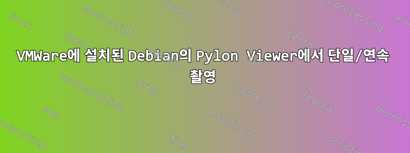 VMWare에 설치된 Debian의 Pylon Viewer에서 단일/연속 촬영