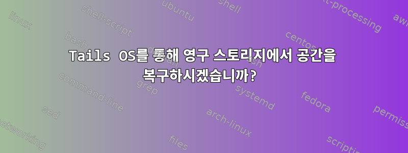 Tails OS를 통해 영구 스토리지에서 공간을 복구하시겠습니까?