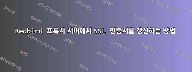 Redbird 프록시 서버에서 SSL 인증서를 갱신하는 방법