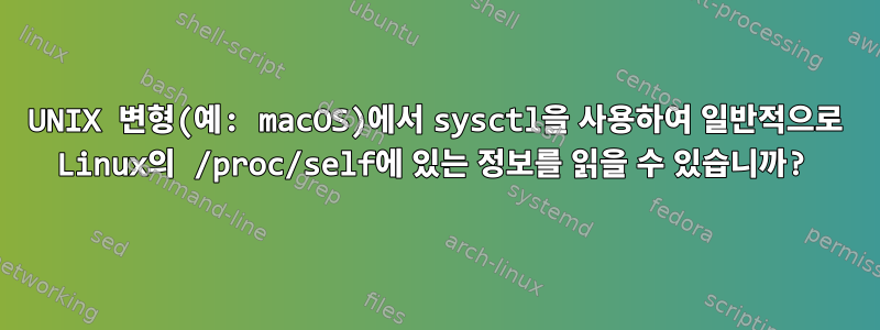 UNIX 변형(예: macOS)에서 sysctl을 사용하여 일반적으로 Linux의 /proc/self에 있는 정보를 읽을 수 있습니까?