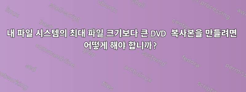 내 파일 시스템의 최대 파일 크기보다 큰 DVD 복사본을 만들려면 어떻게 해야 합니까?