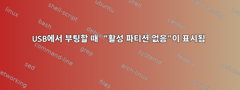 USB에서 부팅할 때 "활성 파티션 없음"이 표시됨