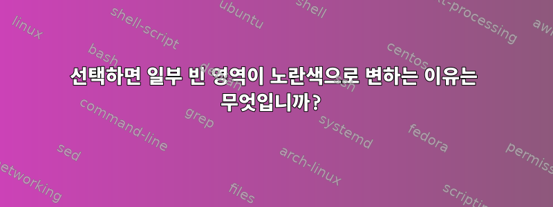 선택하면 일부 빈 영역이 노란색으로 변하는 이유는 무엇입니까?