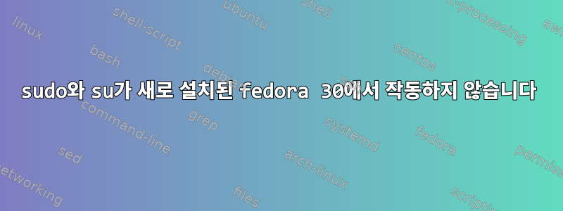 sudo와 su가 새로 설치된 fedora 30에서 작동하지 않습니다