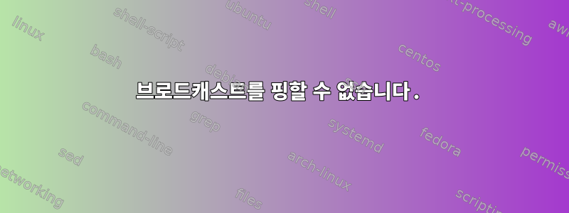 브로드캐스트를 핑할 수 없습니다.