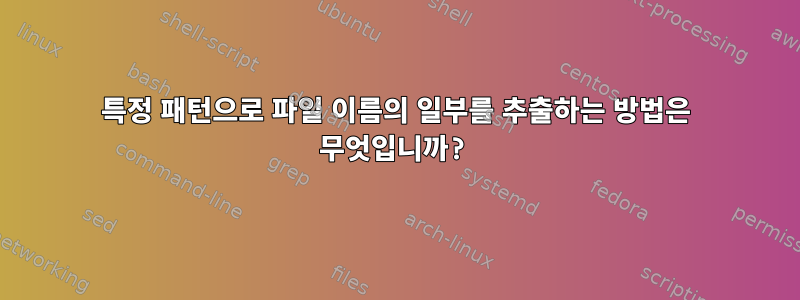 특정 패턴으로 파일 이름의 일부를 추출하는 방법은 무엇입니까?