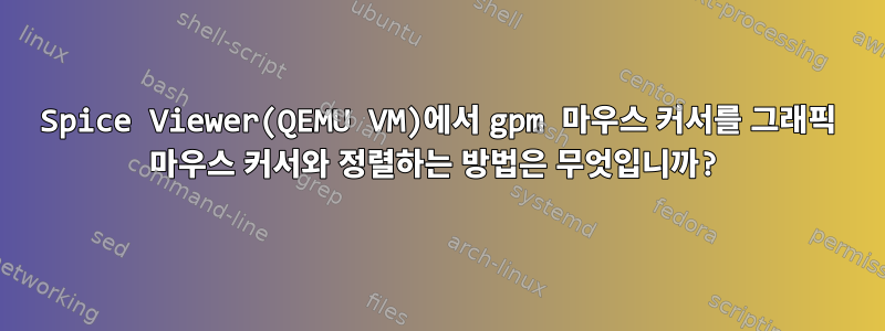 Spice Viewer(QEMU VM)에서 gpm 마우스 커서를 그래픽 마우스 커서와 정렬하는 방법은 무엇입니까?