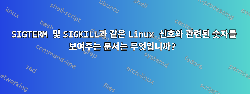 SIGTERM 및 SIGKILL과 같은 Linux 신호와 관련된 숫자를 보여주는 문서는 무엇입니까?