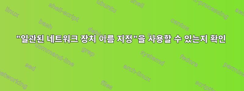 "일관된 네트워크 장치 이름 지정"을 사용할 수 있는지 확인