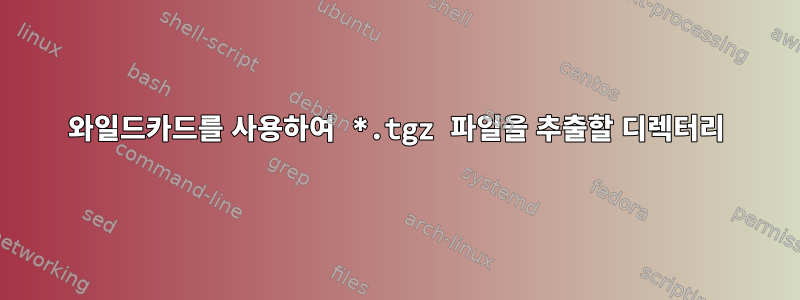 와일드카드를 사용하여 *.tgz 파일을 추출할 디렉터리