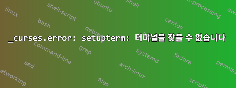 _curses.error: setupterm: 터미널을 찾을 수 없습니다