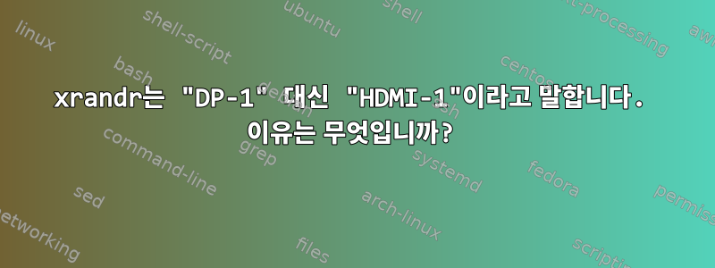 xrandr는 "DP-1" 대신 "HDMI-1"이라고 말합니다. 이유는 무엇입니까?