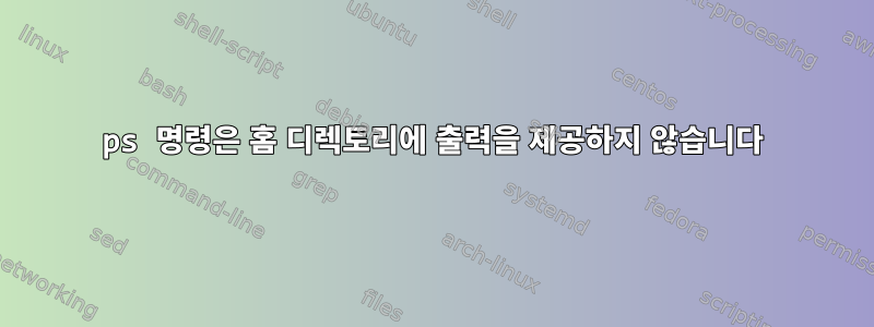 ps 명령은 홈 디렉토리에 출력을 제공하지 않습니다