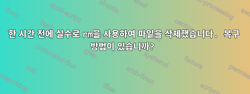 한 시간 전에 실수로 rm을 사용하여 파일을 삭제했습니다. 복구 방법이 있습니까?