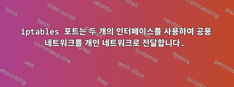 iptables 포트는 두 개의 인터페이스를 사용하여 공용 네트워크를 개인 네트워크로 전달합니다.