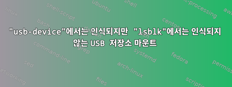 "usb-device"에서는 인식되지만 "lsblk"에서는 인식되지 않는 USB 저장소 마운트