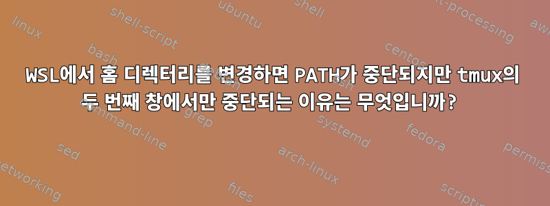 WSL에서 홈 디렉터리를 변경하면 PATH가 중단되지만 tmux의 두 번째 창에서만 중단되는 이유는 무엇입니까?