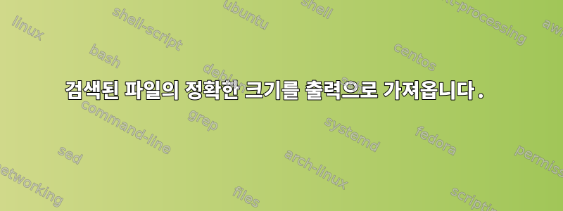 검색된 파일의 정확한 크기를 출력으로 가져옵니다.