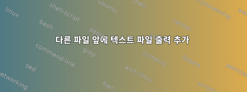 다른 파일 앞에 텍스트 파일 출력 추가