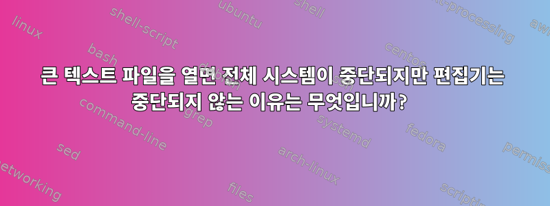 큰 텍스트 파일을 열면 전체 시스템이 중단되지만 편집기는 중단되지 않는 이유는 무엇입니까?