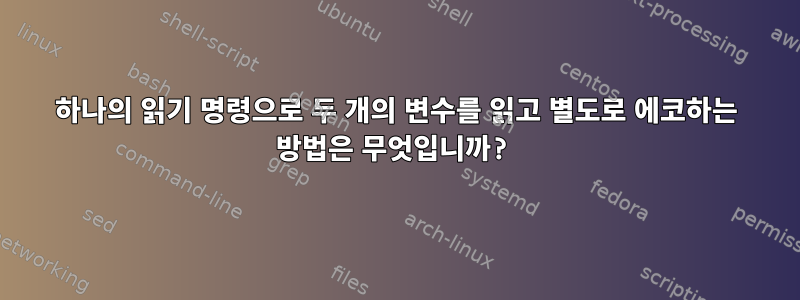 하나의 읽기 명령으로 두 개의 변수를 읽고 별도로 에코하는 방법은 무엇입니까?