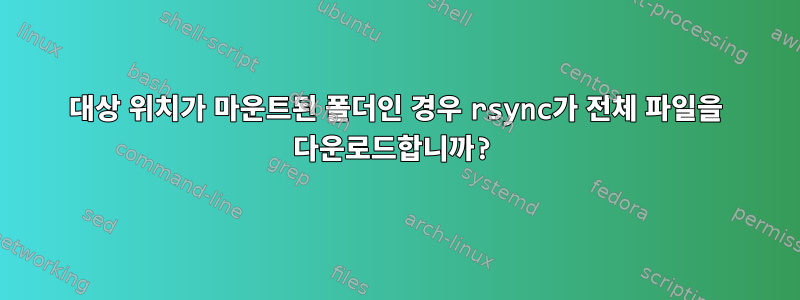 대상 위치가 마운트된 폴더인 경우 rsync가 전체 파일을 다운로드합니까?